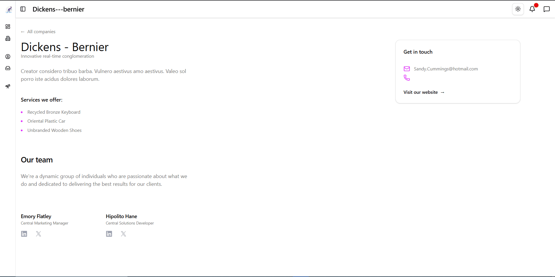 Company Profile View